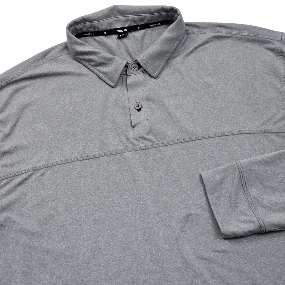 Public Rec Go To Polo Men XL Grey Long Sleeve Performance Athleisure Minimalist